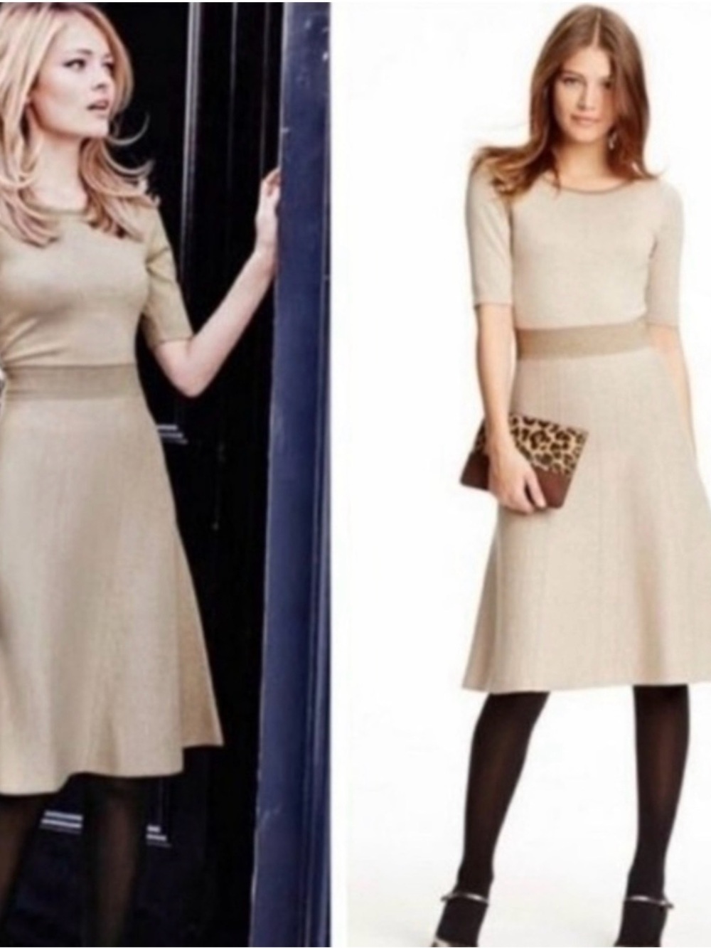 Boden gold Knit Fit-and-Flare Dress